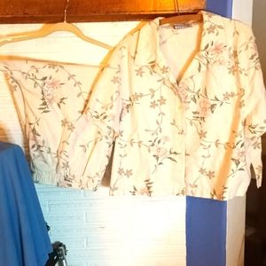 Erika 11 & Co. Matching Buttondown Shirt and Cropped Pants